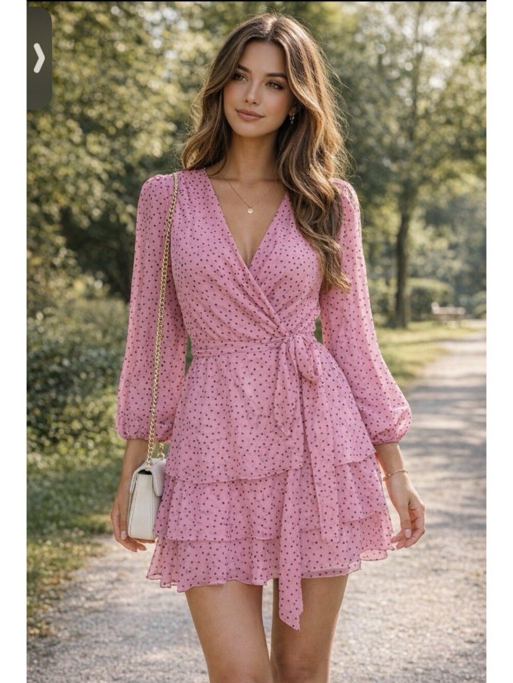 QUIZ Bright Pink Black Polka Dot Layered RaRa Belted Dress Size US 10 NEW